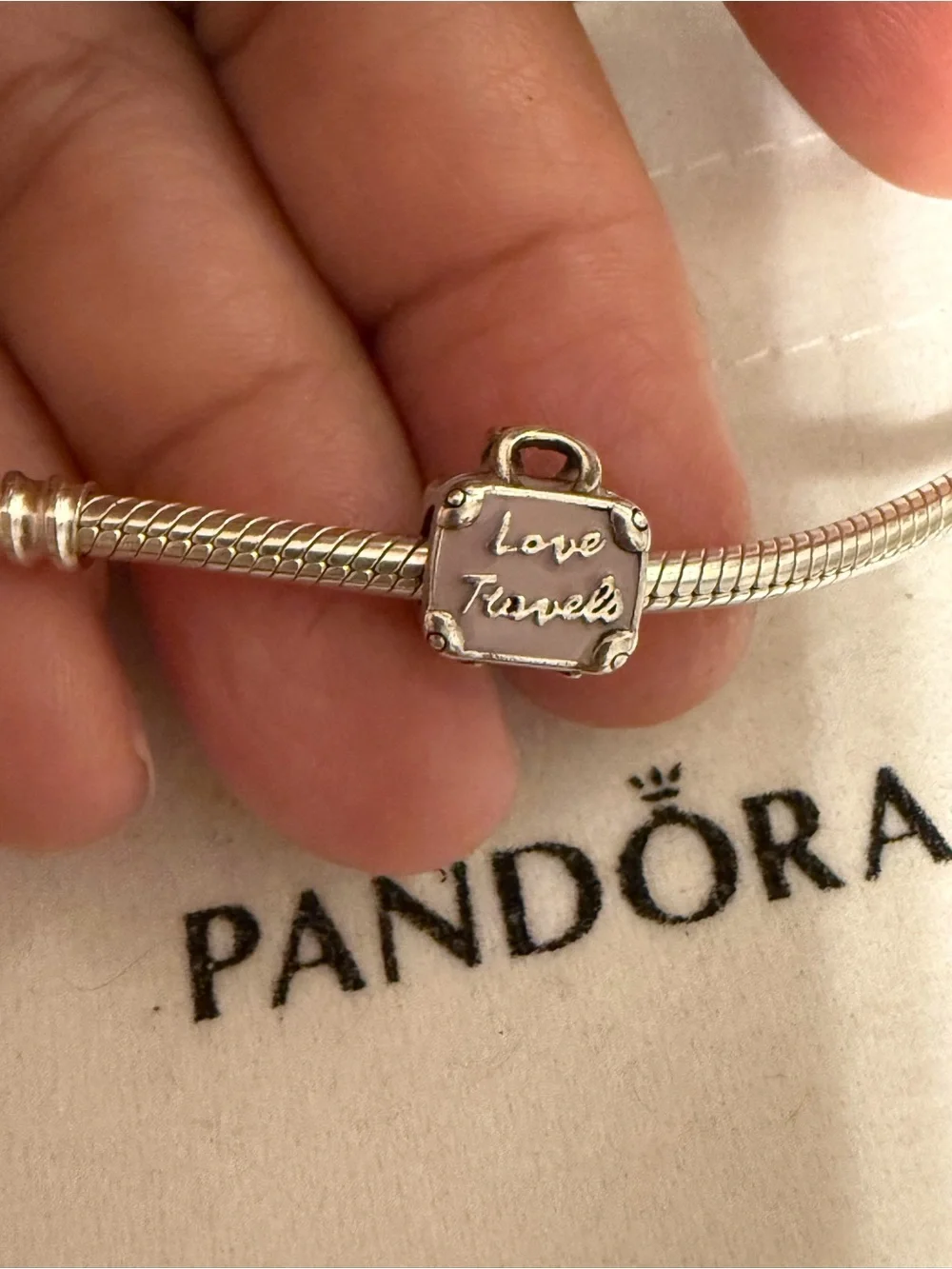 Pandora Silver 'Love Travels' Luggage Charm in Silver